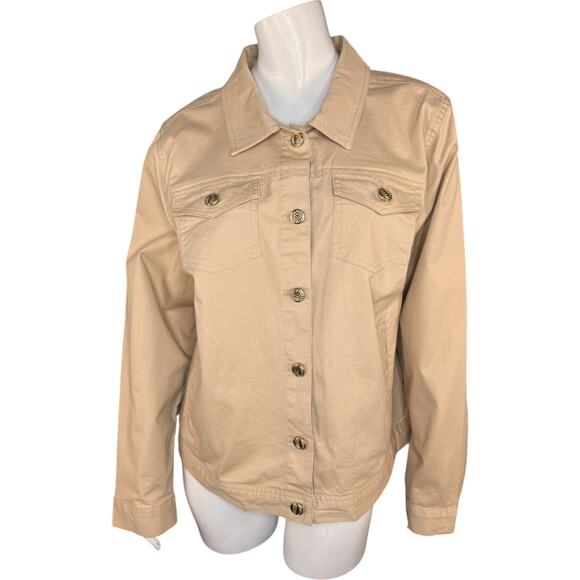 Joan Rivers Jackets & Blazers - Joan Rivers Signature Twill Button-Front Jacket Latte Large NWOT